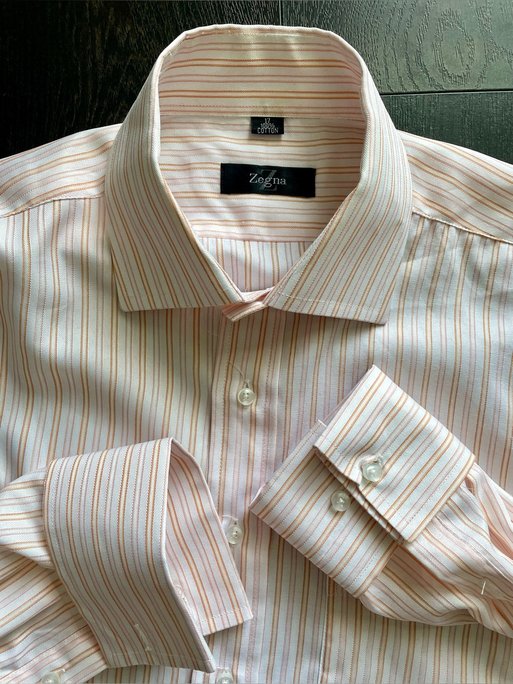 Zegna - all cotton stripe dress shirt Size 17”neck